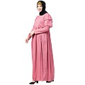 Polka dotted maxi dress abaya- Puce Pink Polka dotted maxi dress abaya- Puce Pink